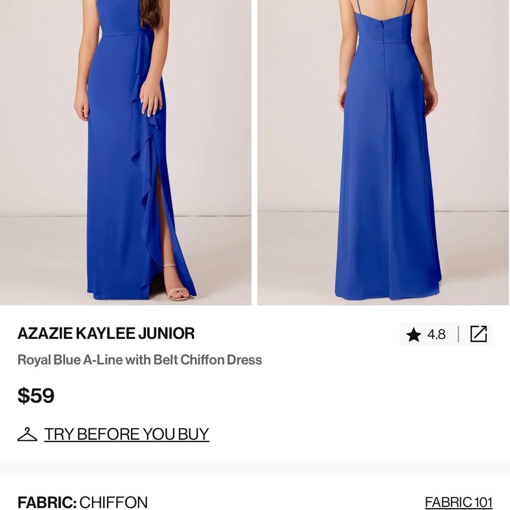 Azazie Blue A-Line Spaghetti Strap Formal Dress